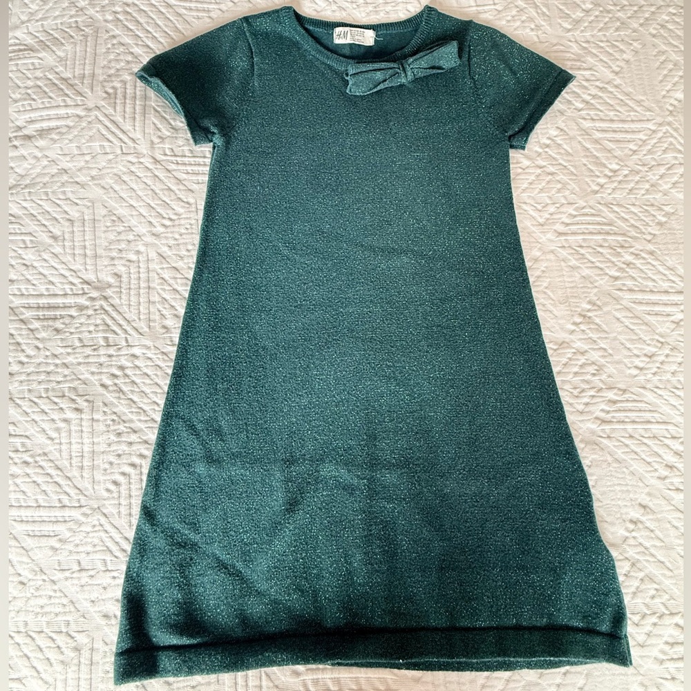 H&M Girls' Shimmer Knit Dress in Teal